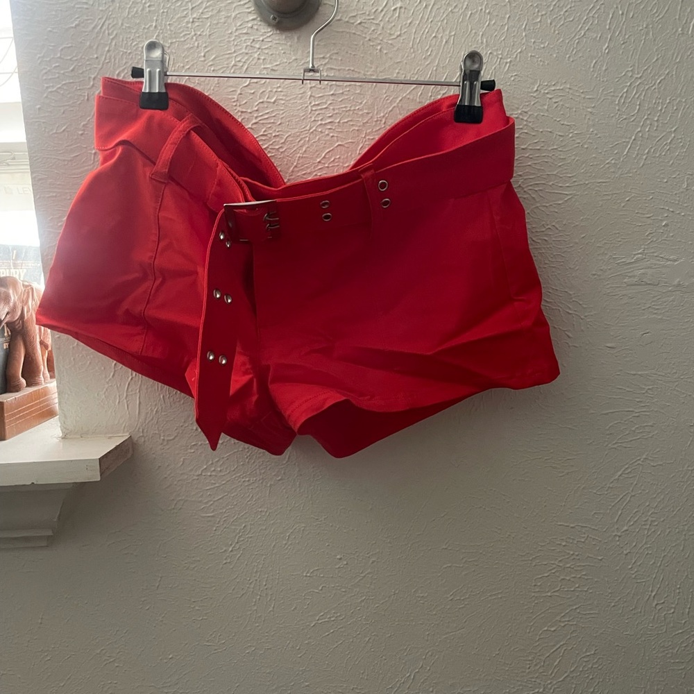 H&M Red High Waist Shorts
